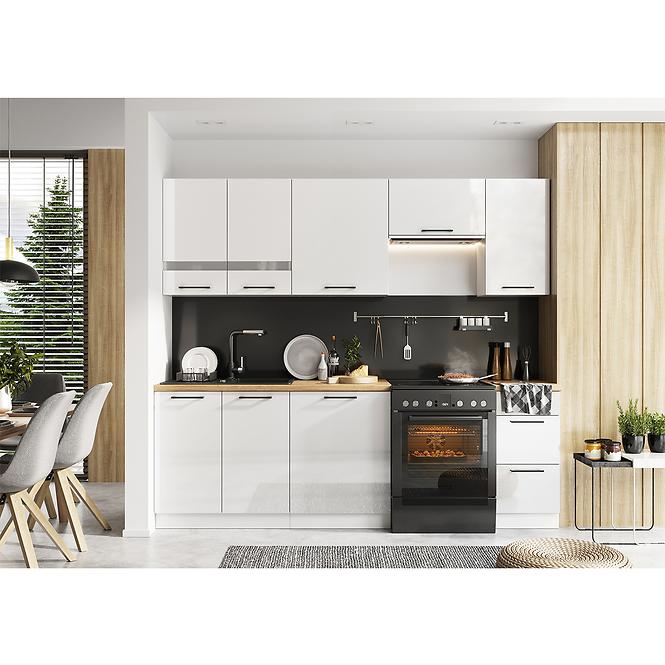 Küchenzeile Oscar D60pk Mv 2133 Pl Weiß Lesk/Weiß