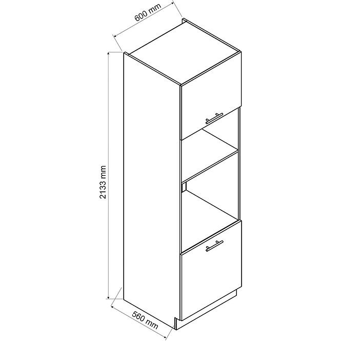 Küchenzeile Oscar D60pk Mv 2133 Pl Weiß Lesk/Weiß