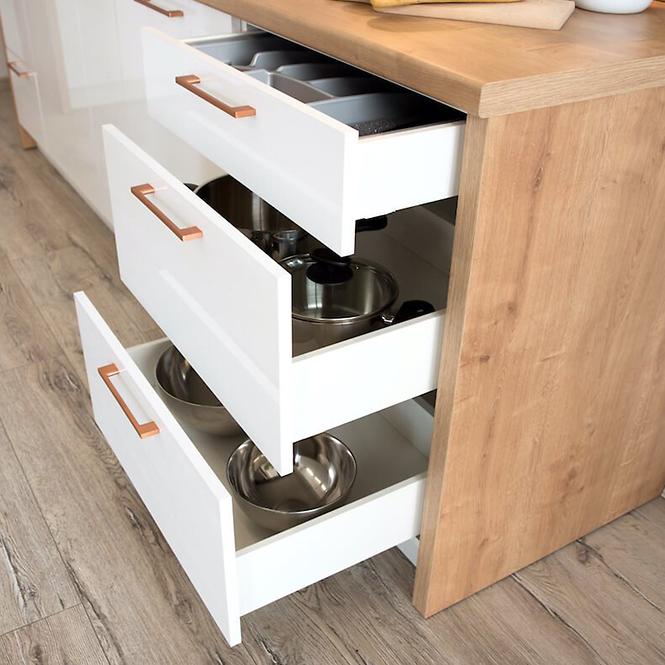 Küchenzeile Oscar D60pk Mv 2133 Pl Weiß Lesk/Weiß