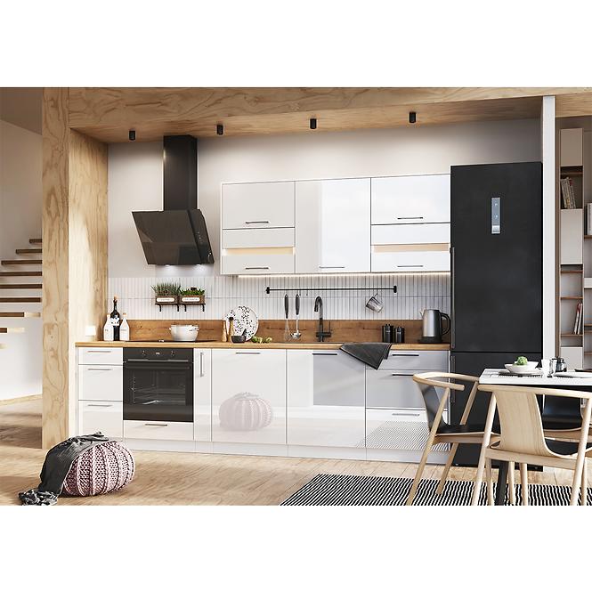 Küchenzeile Oscar D60pk Mv 2133 Pl Weiß Lesk/Weiß