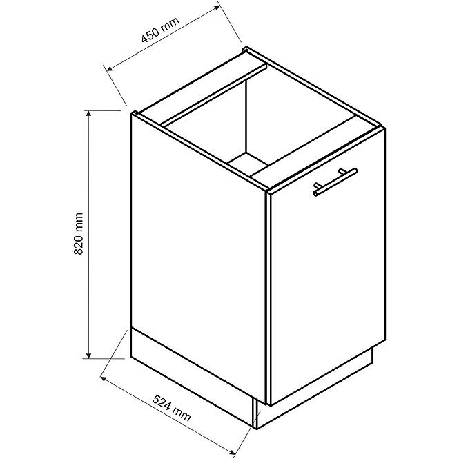 Küchenzeile Oscar D45 Pl Weiß Lesk/Weiß