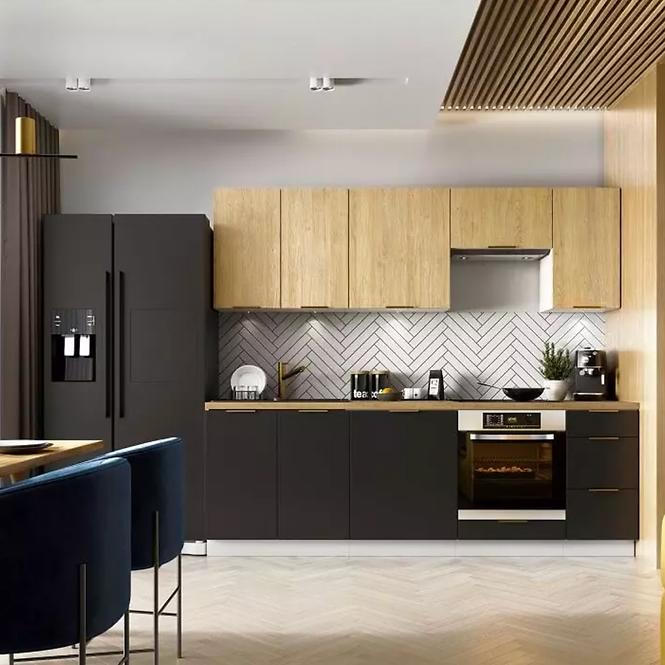 Küchenzeile Denis W60/68 Slim Pl Se Stříbrnou Digestoří Eiche London/Weiß