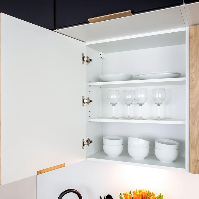 Küchenzeile Denis W60su Alu Schwarz Mat Continental/Weiß