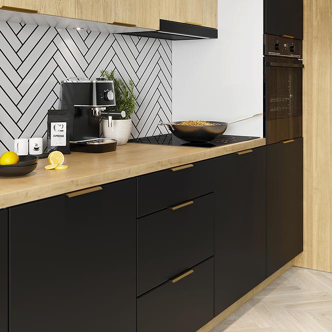 Küchenzeile Denis W60/68 Slim Pl Se Stříbrnou Digestoří Schwarz Mat Continental/Weiß