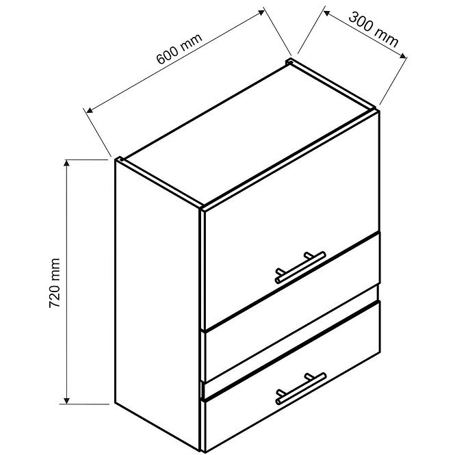 Küchenzeile Oscar W60grf/2 Sd Weiß Lesk/Weiß