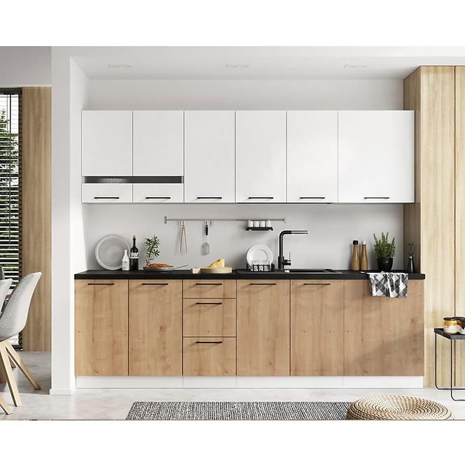 Küchenzeile Bono W60/68 Slim Pl S Černou Digestoří Eiche Burlington/Weiß