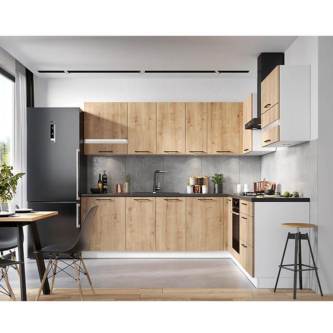 Küchenzeile Bono W60/68 Slim Pl S Černou Digestoří Eiche Burlington/Weiß
