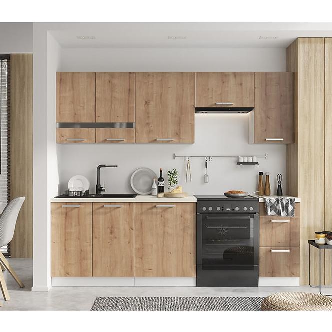 Küchenzeile Bono W60/68 Slim Pl S Černou Digestoří Eiche Burlington/Weiß