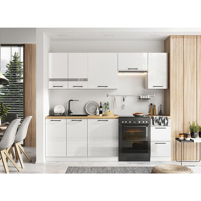 Küchenzeile Bono W60/68 Slim Pl Se Stříbrnou Digestoří Weiß Alaska/Weiß