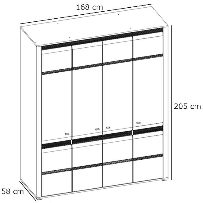 Schrank 4D Sevilla Typ 23 norwegische kiefer/weißy,2