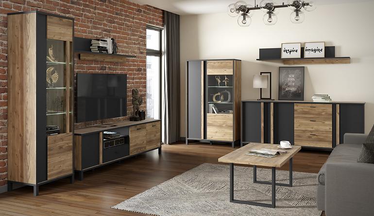 Tv Tisch HARUKI Alpenfichte/ Schwarz,8