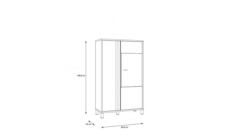 Vitrine Haruki 95 Alpenfichte/ Schwarz