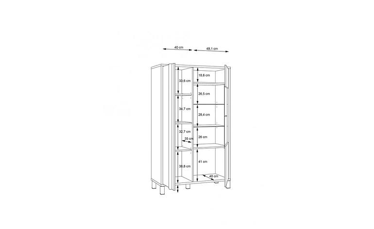 Vitrine Haruki 95 Alpenfichte/ Schwarz