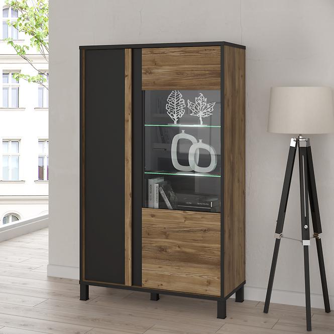 Vitrine Haruki 95 Alpenfichte/ Schwarz