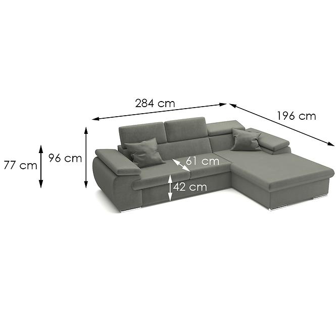 Ecksofa Polo P Kronos 15 + Kissen Kronos 15,6