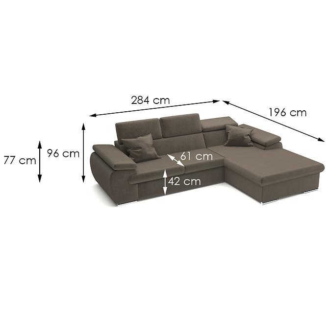Ecksofa Polo P Paros 04 + Kissen Paros 04,6
