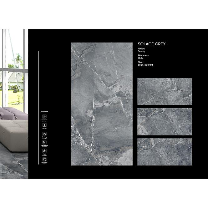 Bodenfliese Solace Grey. Pol. Rekt. 60/60