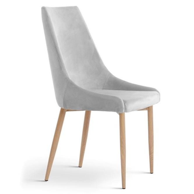 Stuhl Luis Velvet Silber/ Füß Eiche