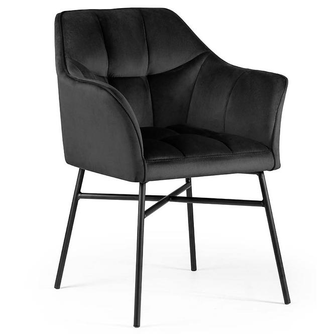 Stuhl Rimini Velvet - Schwarz/ Füß Schwarz