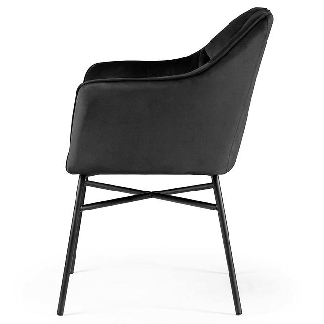 Stuhl Rimini Velvet - Schwarz/ Füß Schwarz