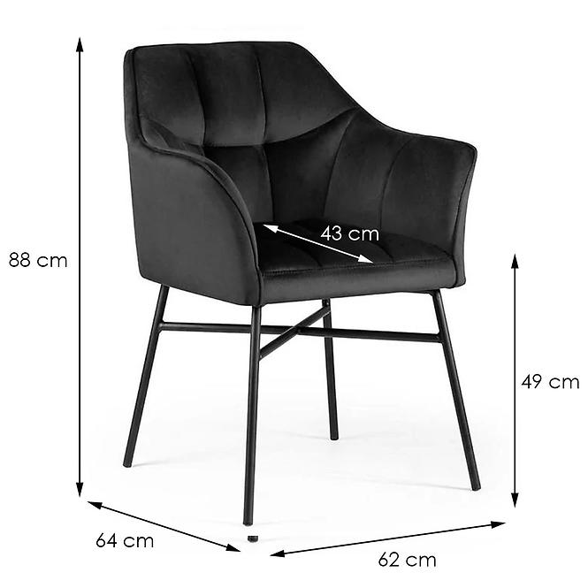 Stuhl Rimini Velvet - Schwarz/ Füß Schwarz