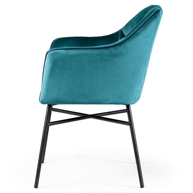 Stuhl Rimini Velvet - Türkis/ Füß Schwarz