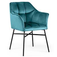Stuhl Rimini Velvet - Türkis/ Füß Schwarz