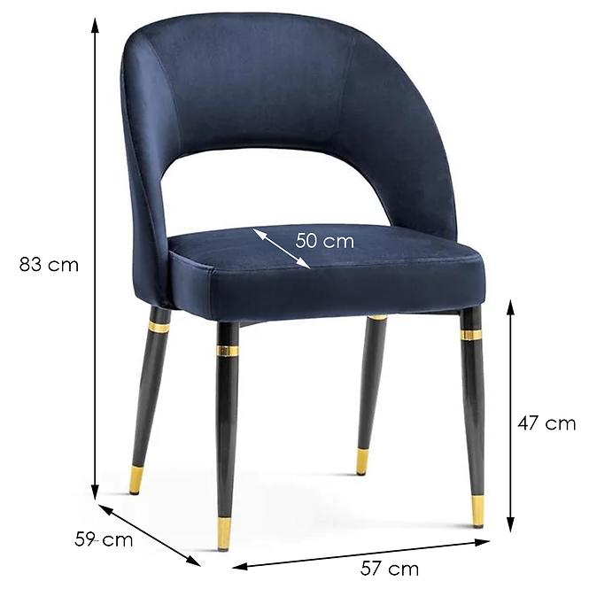 Stuhl Diva Marine/ Füß Schwarz - 2 St./ Golden Dekor