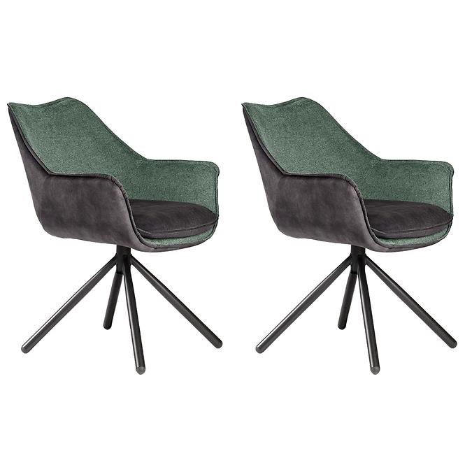 Stuhl Montreal Grün+Grau / Füß Schwarz - 2 St.