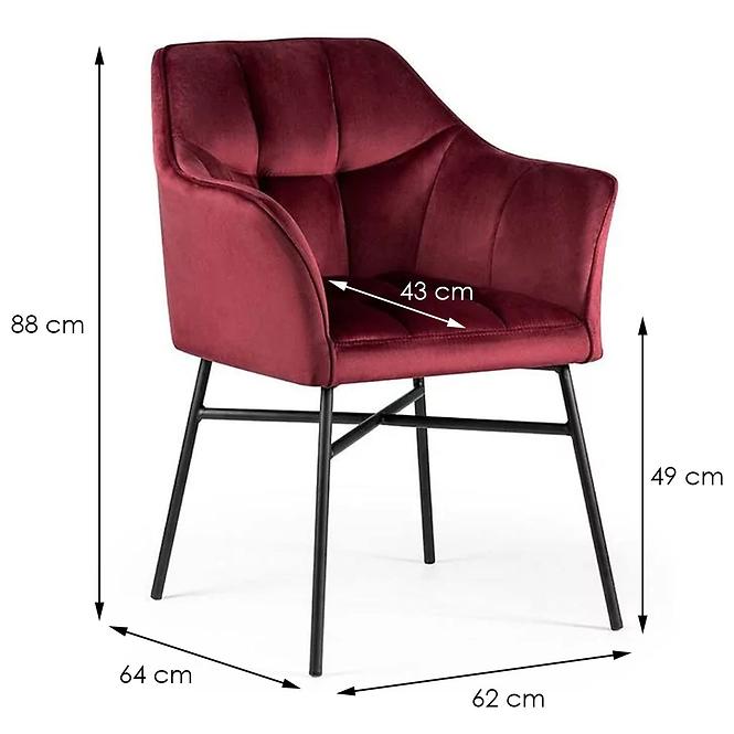 Stuhl Rimini Velvet - Burgund/ Füß Schwarz - 2 St.