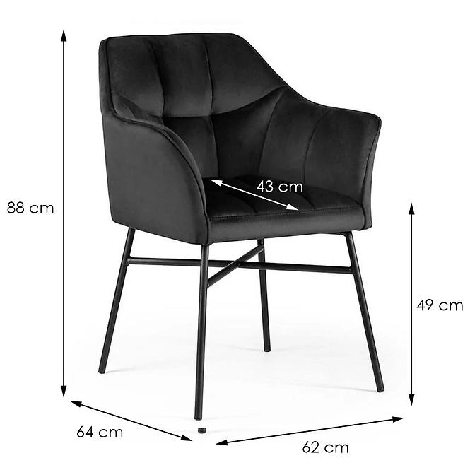 Stuhl Rimini Velvet - Schwarz/ Füß Schwarz - 2 St.