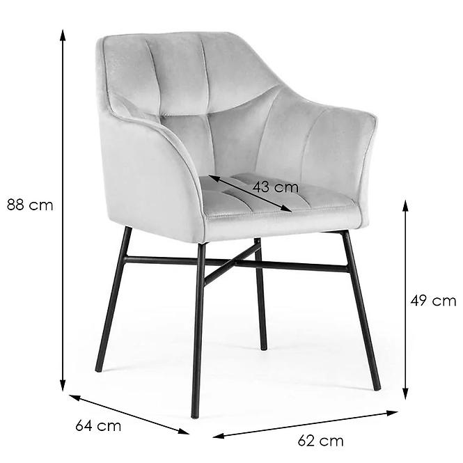 Stuhl Rimini Velvet - Silber/ Füß Schwarz - 2 St.