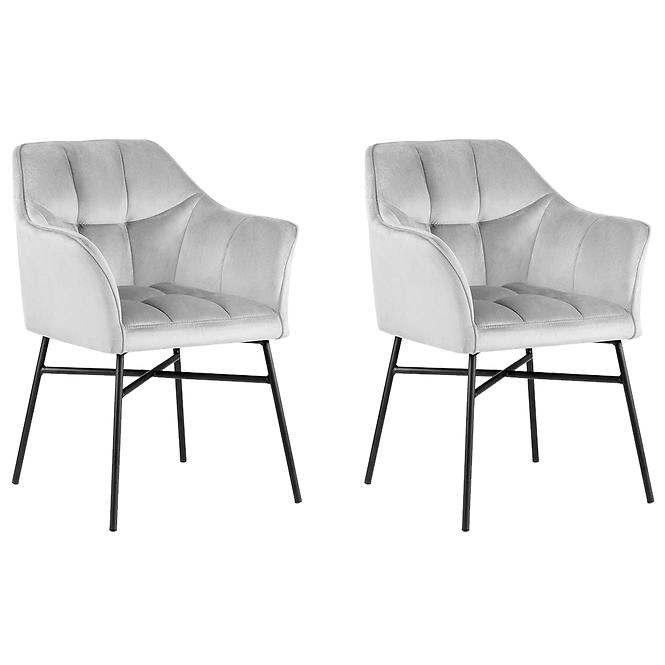 Stuhl Rimini Velvet - Silber/ Füß Schwarz - 2 St.