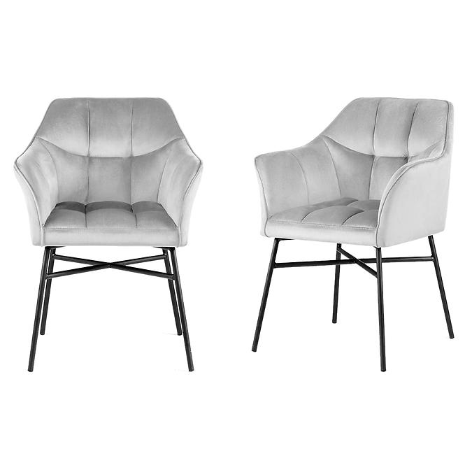 Stuhl Rimini Velvet - Silber/ Füß Schwarz - 2 St.