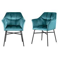 Stuhl Rimini Velvet - Türkis/ Füß Schwarz - 2 St.