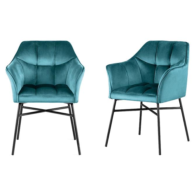 Stuhl Rimini Velvet - Türkis/ Füß Schwarz - 2 St.