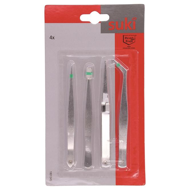 Pinzetten-Set aus Edelstahl 4-teilig