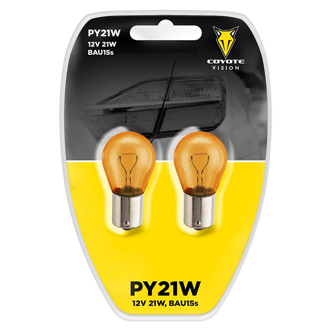 Autoglühbirne 12V 21W PY21W Orange BAU15S Coyote Vision 2 st. Blister