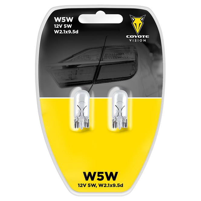 Autoglühbirne 12V 5W T10 W5W Ganzglas Coyote Vision 2 st. Blister