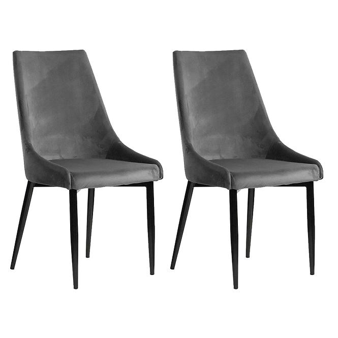 Stuhl Luis Velvet Grau/ Füß Schwarz – 2 St.