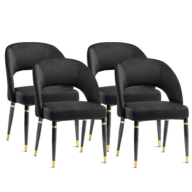 Stuhl Diva Schwarz/ Füß Schwarz - 4 St./ Golden Dekor
