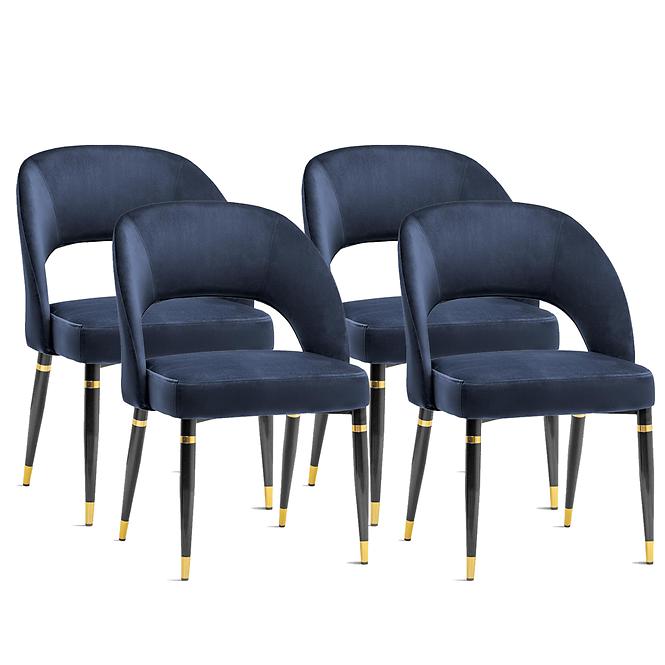 Stuhl Diva Marine/ Füß Schwarz - 4 St./ Golden Dekor