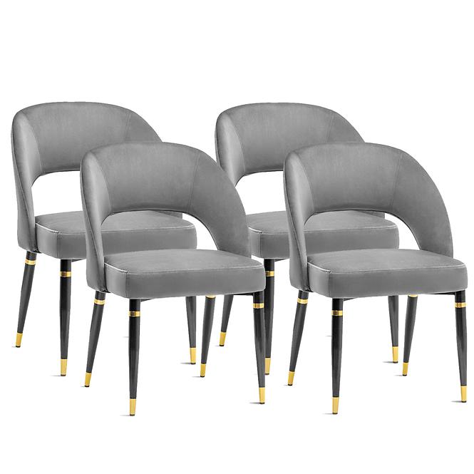 Stuhl Diva Grau/ Füß Schwarz - 4 St./ Golden Dekor