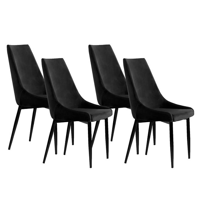 Stuhl Luis Velvet Schwarz/ Füß Schwarz - 4 St.