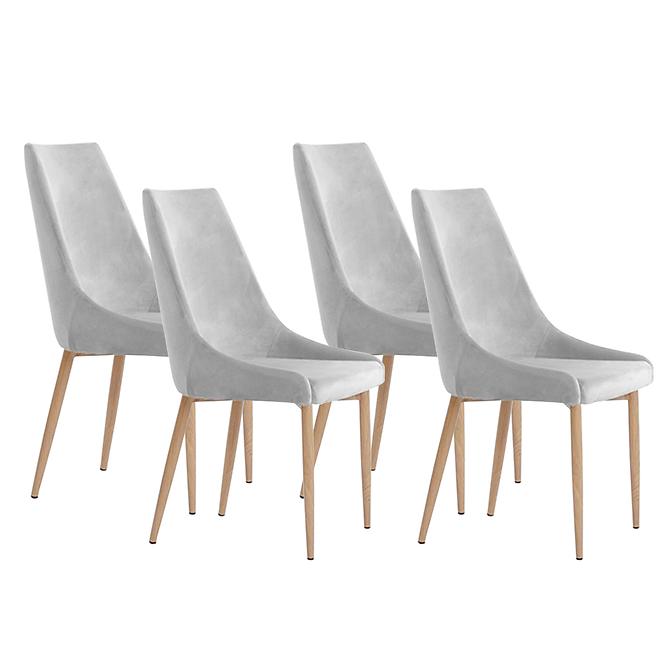 Stuhl Luis Velvet Silber/ Füß Eiche - 4 St.