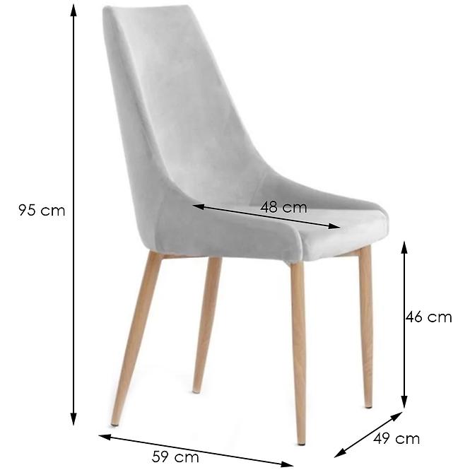 Stuhl Luis Velvet Silber/ Füß Eiche - 4 St.