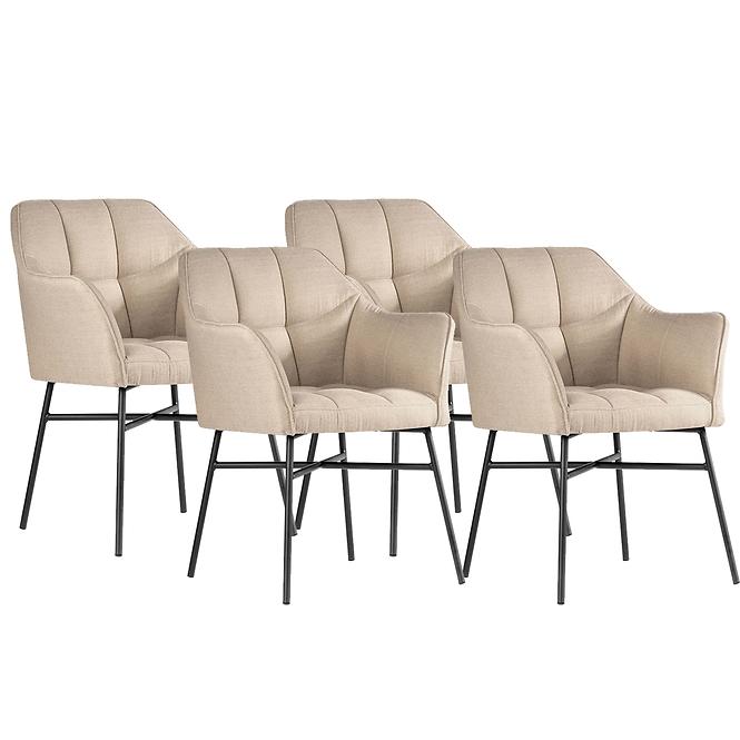 Stuhl Rimini Beige/ Füß Schwarz - 4 St.