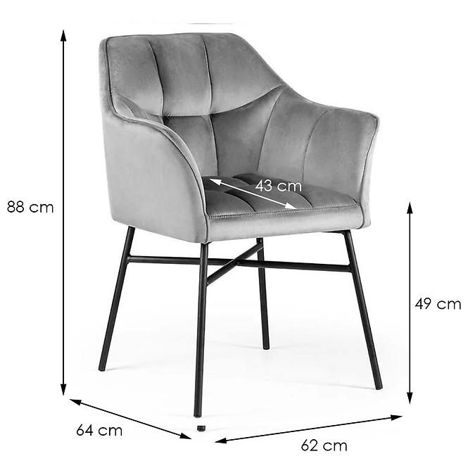 Stuhl Rimini Velvet - Dunkelgrau/ Füß Schwarz - 4 St.