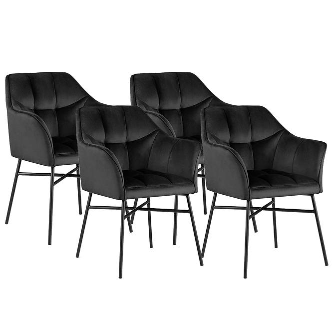 Stuhl Rimini Velvet - Schwarz/ Füß Schwarz - 4 St.