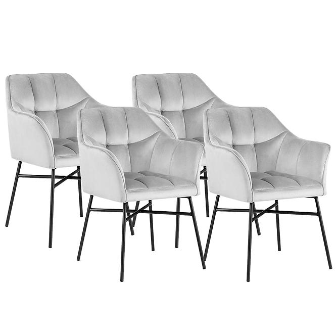 Stuhl Rimini Velvet - Silber/ Füß Schwarz - 4 St.